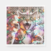 フェスティバルキャットクリスマスパーティーナプキンズ スタンダードランチョンナプキン (正面)