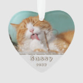 フェスティバルキャットペットキープサケフォトクリスマスホリデー オーナメント (正面)