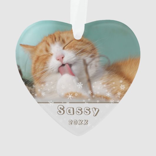 フェスティバルキャットペットキープサケフォトクリスマスホリデー オーナメント (裏面)