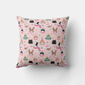 フェスティバルキャット顔インホリデーハッツパターン クッション (裏面)