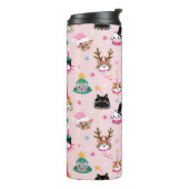 フェスティバルキャット顔インホリデーハッツパターン タンブラー (回転左)