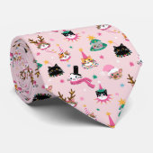 フェスティバルキャット顔インホリデーハッツパターン ネクタイ (ロール)