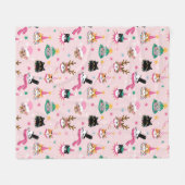 フェスティバルキャット顔インホリデーハッツパターン フリースブランケット (正面(横))