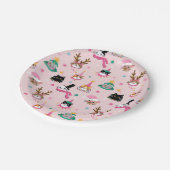 フェスティバルキャット顔インホリデーハッツパターン ペーパープレート (アングル)