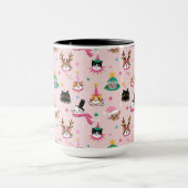 フェスティバルキャット顔インホリデーハッツパターン マグカップ (中央)