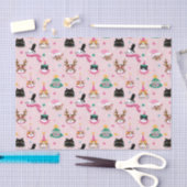 フェスティバルキャット顔インホリデーハッツパターン 薄葉紙 (クラフト)