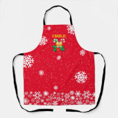 フェスティバルキャンディカネズホリースノーフレーク付き赤 エプロン (正面)