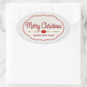 フェスティバルキャンディケインメリークリスマスハッピーニューイヤー 楕円形シール (バッグ)