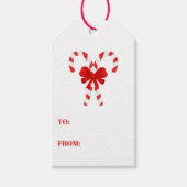 フェスティバルキャンディーキストライプのーズクリスマスレッドホワイト ギフトタグ (正面)