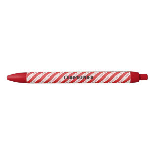 フェスティバルキャンディーキストライプのーズクリスマスレッドホワイト 黒ボールペン