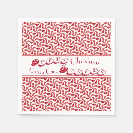 フェスティバルキャンディーケインキス3Dクリスマスナプキンス スタンダードカクテルナプキン (正面)