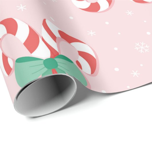 フェスティバルキャンディーケインハートパターン ラッピングペーパー (ロールコーナー)