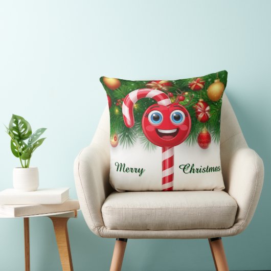 フェスティバルキャンディーケイン棒つきキャンデー付スマイリーフェイス クッション (椅子)