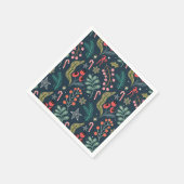 フェスティバルキャンディーケーンとホリーパターン スタンダードカクテルナプキン (角)