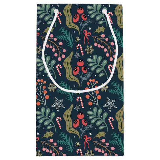 フェスティバルキャンディーケーンとホリーパターン スモールペーパーバッグ (裏面)