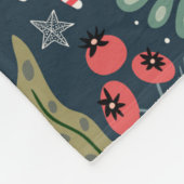 フェスティバルキャンディーケーンとホリーパターン フリースブランケット (角)