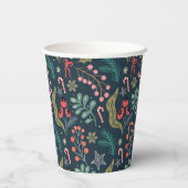 フェスティバルキャンディーケーンとホリーパターン 紙コップ (裏面)