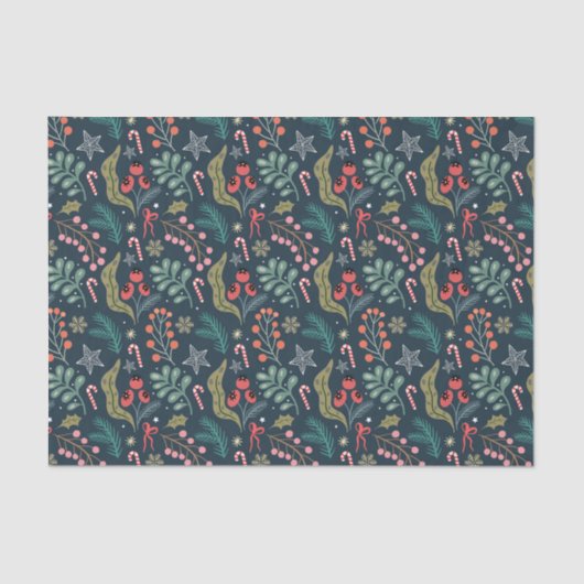 フェスティバルキャンディーケーンとホリーパターン 薄葉紙 (正面)