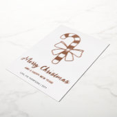 フェスティバルキャンディーケーンと弓のクリスマス 箔シーズンカード (回転した状態)