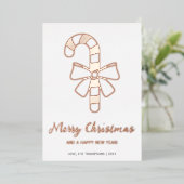 フェスティバルキャンディーケーンと弓のクリスマス 箔シーズンカード (立ち正面)
