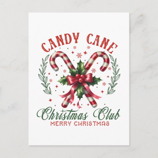 フェスティバルキャンディーケーンクリスマスクラブのメッセージを追加 シーズンポストカード (正面)