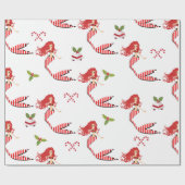フェスティバルキャンディーケーンクリスマスマーメイド ラッピングペーパー (フラット)