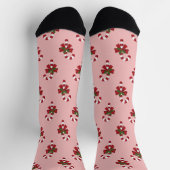 フェスティバルキャンディーケーン模様オンピンク ソックス (上部)