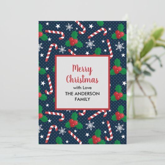 フェスティバルキャンディーケーン&ホリーベリークリスマス シーズンカード (スタンド正面)