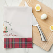 フェスティバルキャンドカスタムルパーソナライズされた名クリスマス キッチンタオル (四つ折り)