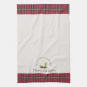 フェスティバルキャンドカスタムルパーソナライズされた名クリスマス キッチンタオル (縦)