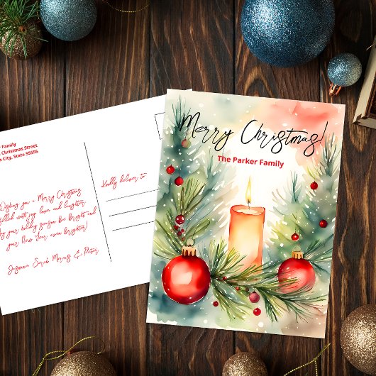 フェスティバルキャンドルパインブランズクリスマスグリーティング シーズンポストカード