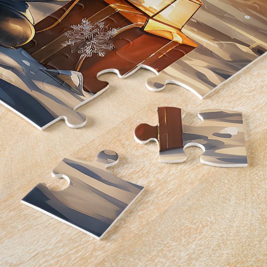 フェスティバルキュートウィンタークリスマスホリデー雪だるまジグ ジグソーパズル (側面)