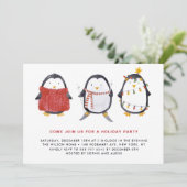 フェスティバルキュートウォーターカラーペンギンホリデーパーティー 招待状 (スタンド正面)