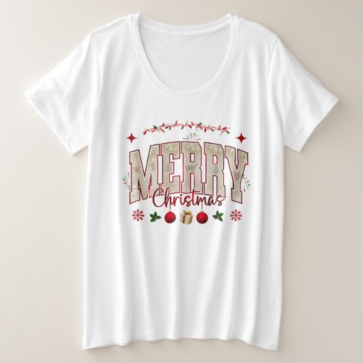 フェスティバルキュートメリークリスマスホリデーデザイン プラスサイズTシャツ (デザイン正面)