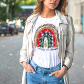 フェスティバルキュート素朴プレイドアニマルプリントレインボー Tシャツ