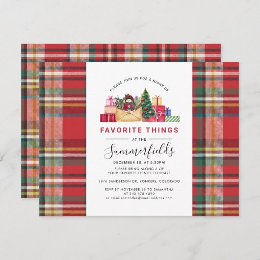 フェスティバルギフトお気に入りの交換パーティー 招待状 (正面/裏面)