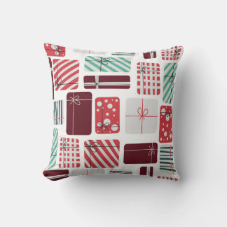 フェスティバルギフトボックスのシームレスなパターン クッション