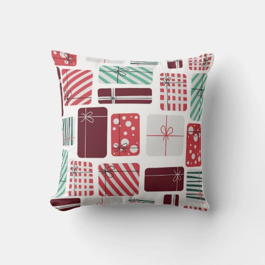 フェスティバルギフトボックスのシームレスなパターン クッション (正面)