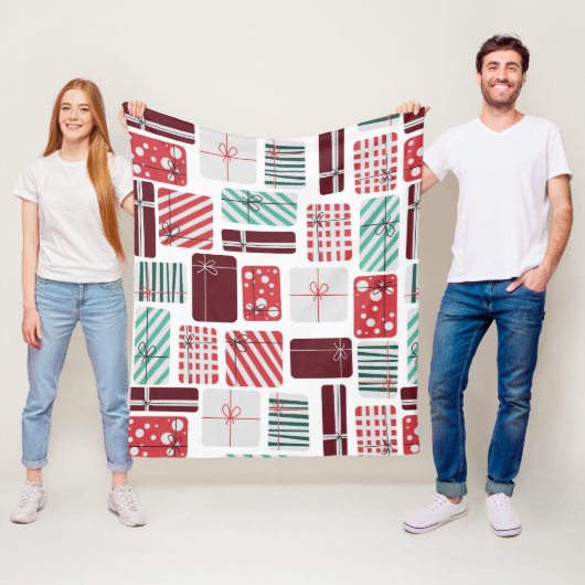 フェスティバルギフトボックスのシームレスなパターン フリースブランケット (インサイチュ)