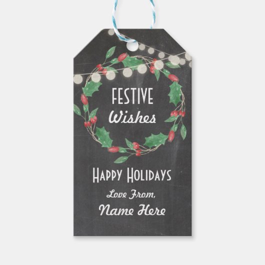 フェスティバルギフトラベルクリスマスリースメリークリスマスラベル ギフトタグ (正面)