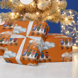 フェスティバルクインテットオンバーンドオレンジクリスマス ラッピングペーパー