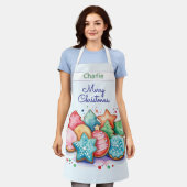フェスティバルクッキーズメリークリスマスパーソナライズされた エプロン (着用した状態)