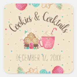 フェスティバルクッキー交換カクテルパーティーテーマ スクエアシール