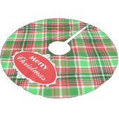 フェスティバルクラシックレッドグリーンホワイトクリスマスプレイド ブラッシュドポリエステルツリースカート (アングル)