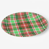 フェスティバルクラシックレッドグリーンホワイトクリスマスプレイド ペーパープレート (アングル)