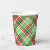 フェスティバルクラシックレッドグリーン格子状クリスマスパーティー 紙コップ (裏面)
