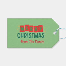 フェスティバルクラシックレッド&グリーンメリークリスマス ギフトタグ