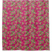 フェスティバルクランベリーの葉のパターン、明るい赤紫色 シャワーカーテン (正面)