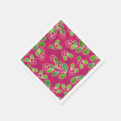 フェスティバルクランベリーの葉のパターン、明るい赤紫色 スタンダードカクテルナプキン (角)