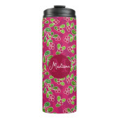 フェスティバルクランベリーの葉のパターン、明るい赤紫色 タンブラー (正面)